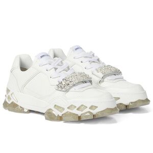 Jimmy Choo Diamond embellished leather sneakers